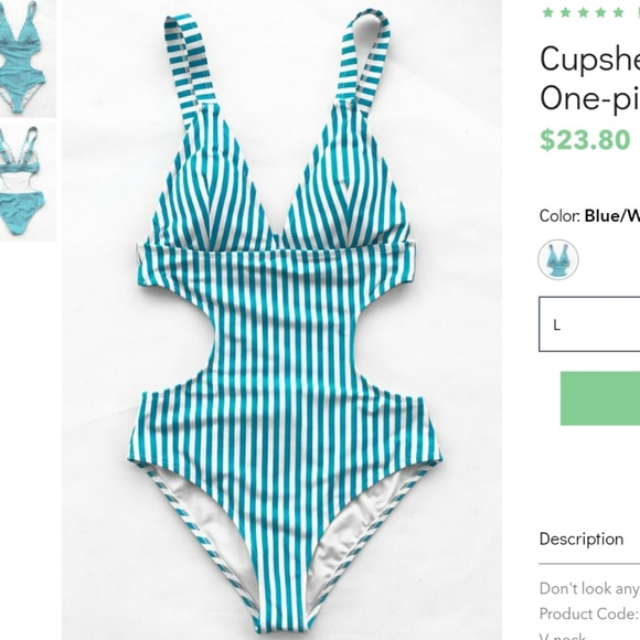 cupshe blue and white striped one piece
